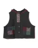 Artistic Retro Loose Denim Sleeveless Buttoned Contrast Color Hooded Vest Outerwear