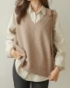 Casual Loose Sleeveless Solid Color V-Neck Sweater Vest Outerwear