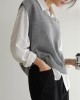 Casual Loose Sleeveless Solid Color V-Neck Sweater Vest Outerwear