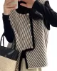 Original Creation Sleeveless Loose Buttoned Striped Round-Neck Vest Outerwear