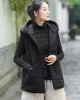 Simple Sleeveless Loose Keep Warm Cotton Quilted Solid Color Hooded Vest Outerwear