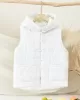 Simple Sleeveless Loose Keep Warm Cotton Quilted Solid Color Hooded Vest Outerwear