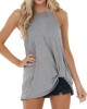 Simple Sleeveless Solid Color Halter-Neck Vest Top