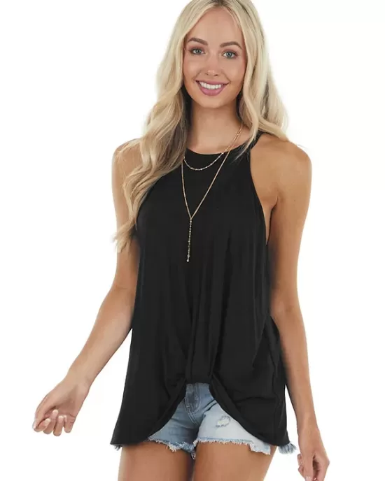 Simple Sleeveless Solid Color Halter-Neck Vest Top