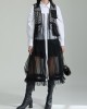 Gauze Jacquard Split-Joint Loose V-neck Vest Outerwear