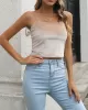 Solid Color Velvet Skinny Sleeveless Spaghetti-Neck Vest Top