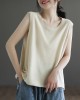 Solid Color Loose Sleeveless Round-neck Knitting Vest Top