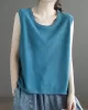 Solid Color Loose Sleeveless Round-neck Knitting Vest Top