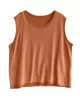 Solid Color Loose Sleeveless Round-neck Knitting Vest Top