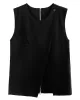 Asymmetric Zipper Loose Sleeveless Round-Neck Vest Top