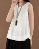 Fringed Solid Color Loose Sleeveless Round-Neck Vest Top