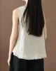 Fringed Solid Color Loose Sleeveless Round-Neck Vest Top