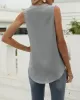 Pleated Solid Color Loose Sleeveless V-Neck Vest Top