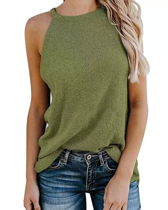 Solid Color Loose Halter-Neck Vest Top