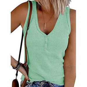 Pleated Solid Color Skinny Sleeveless V-Neck Vest Top