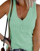 Pleated Solid Color Skinny Sleeveless V-Neck Vest Top