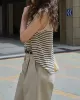 Striped Loose Sleeveless Round-neck Vest Top