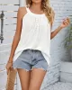 Hollow Solid Color Loose Sleeveless Round-Neck Vest Top