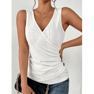 Solid Color Skinny Sleeveless Deep V-Neck Vest Top