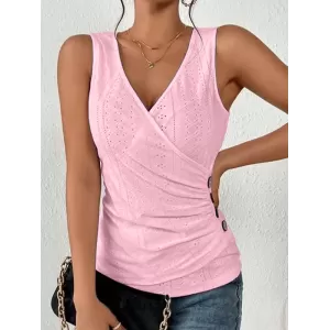 Solid Color Skinny Sleeveless Deep V-Neck Vest Top