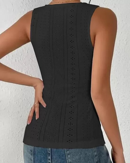 Solid Color Skinny Sleeveless Deep V-Neck Vest Top