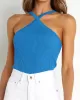 Solid Color Skinny Sleeveless Halter-Neck Vest Top