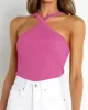 Solid Color Skinny Sleeveless Halter-Neck Vest Top