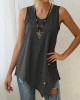 Solid Color Irregularity Loose V-Neck Vest Top