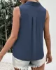 Buttoned Solid Color Split-Joint Loose Sleeveless V-neck Vest Top