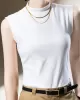 Solid Color Split-Joint Plus Size Skinny Mock Neck Vest Top