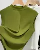 Solid Color Split-Joint Plus Size Skinny Mock Neck Vest Top