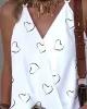 Heart Print Split-Joint Sleeveless V-Neck Vest Top