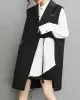 Asymmetric Pockets Tied Sleeveless Notched Collar Vest Outerwear