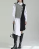 Asymmetric Buttoned Houndstooth Sleeveless Vest Outerwear