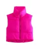 Skinny Sleeveless Solid Color Zipper Stand Collar Padded Vest Vest Top