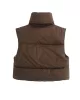 Skinny Sleeveless Solid Color Zipper Stand Collar Padded Vest Vest Top