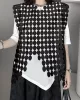 Hollow Solid Color Split-Joint Irregular Clipping Loose Round-Neck Vest Top