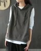 Artistic Retro Solid Hooded Vest