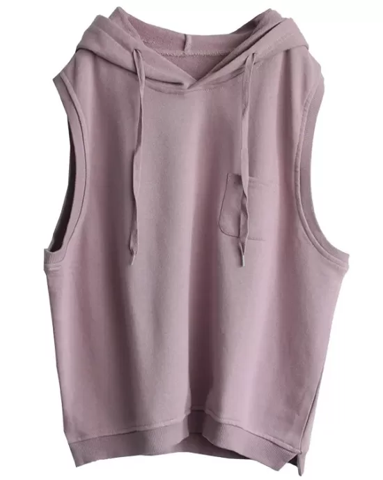 Artistic Retro Solid Hooded Vest