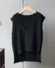 Knitting Irregularity Solid V-Neck Vest