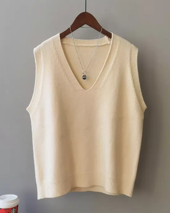 Simple 9 Colors V-Neck Loose Sleeveless Vest