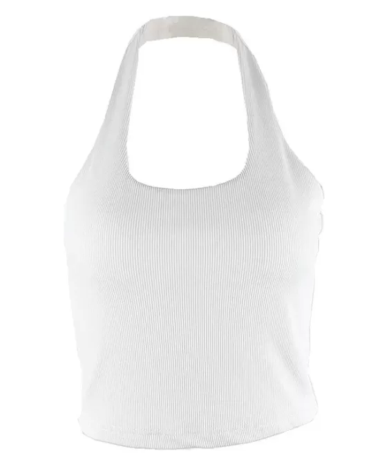 Simple Black&White Casual Sleeveless Halterneck Tanks