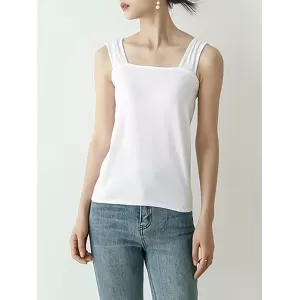 Casual Simple 6 Colors Square-Neck Sleeveless Vest