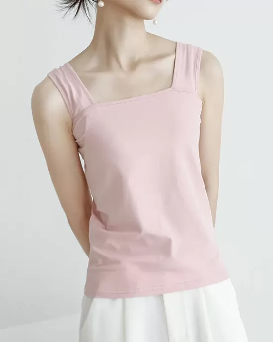 Casual Simple 6 Colors Square-Neck Sleeveless Vest