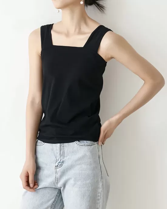 Casual Simple 6 Colors Square-Neck Sleeveless Vest