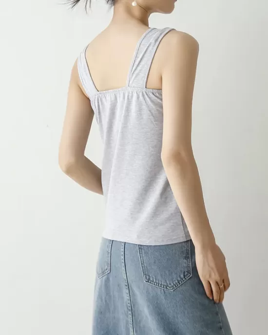 Casual Simple 6 Colors Square-Neck Sleeveless Vest