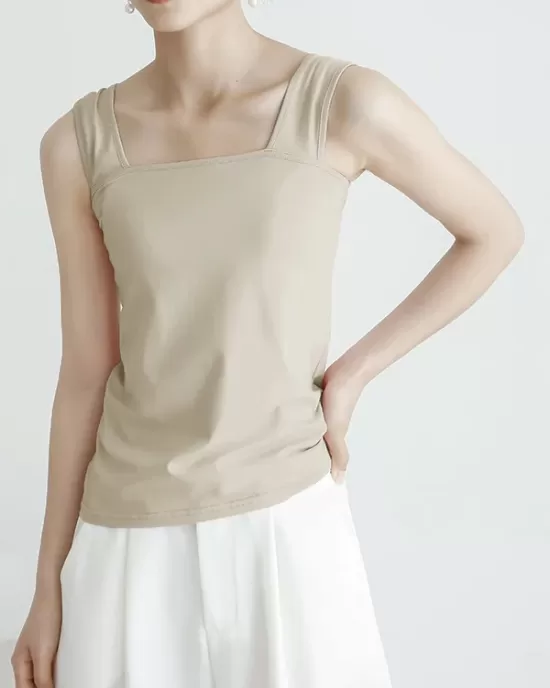 Casual Simple 6 Colors Square-Neck Sleeveless Vest