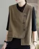 Vintage Asymmetric Solid Color Buttoned Vest Top