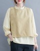 Original Stand Collar Long Sleeves T-Shirt Top&Buttoned Vest Outwear 2 Pieces Set