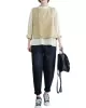 Original Stand Collar Long Sleeves T-Shirt Top&Buttoned Vest Outwear 2 Pieces Set